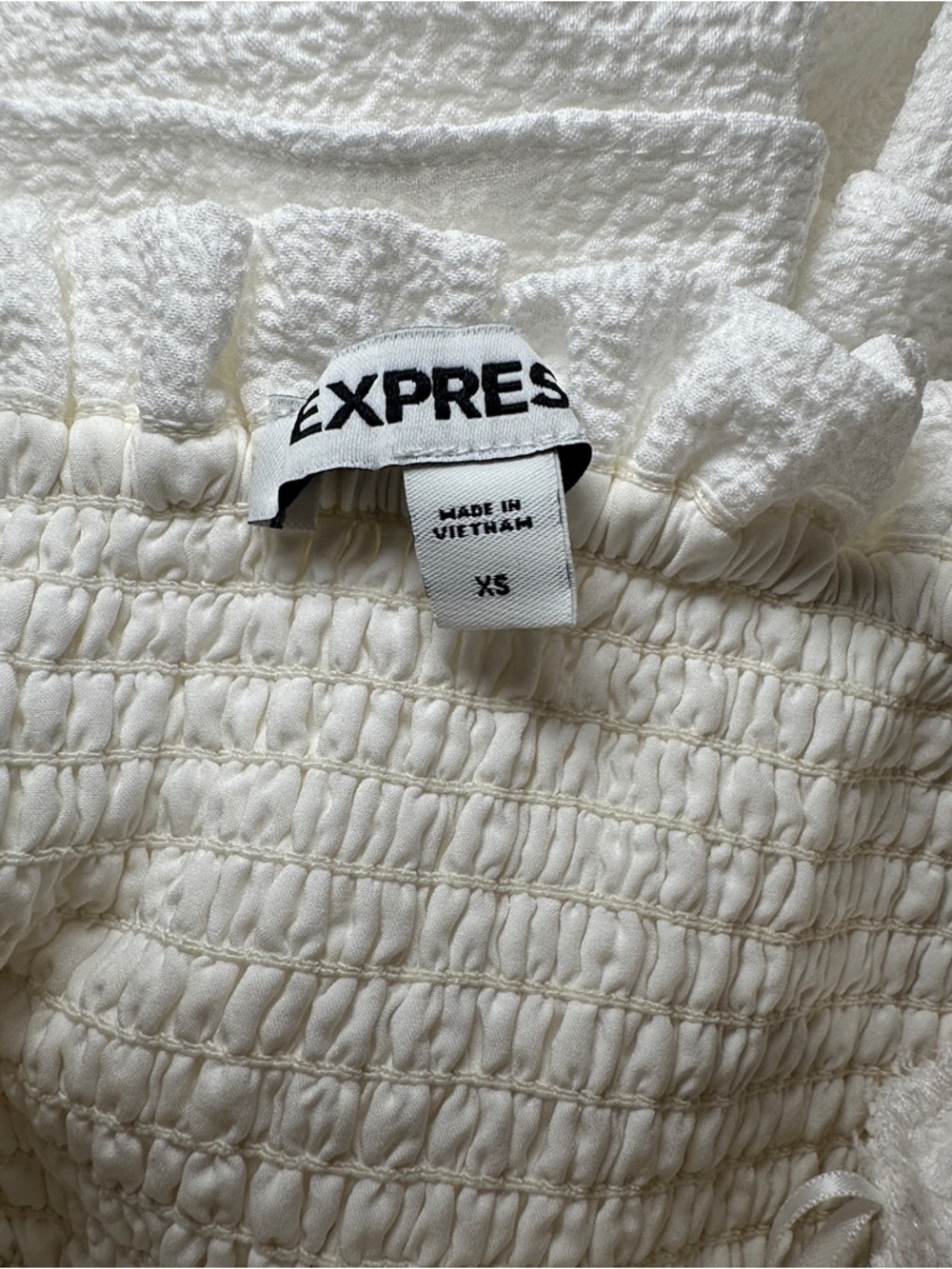 Express White Smocked Ruffle Tiered Dress - Picture 5 of 6